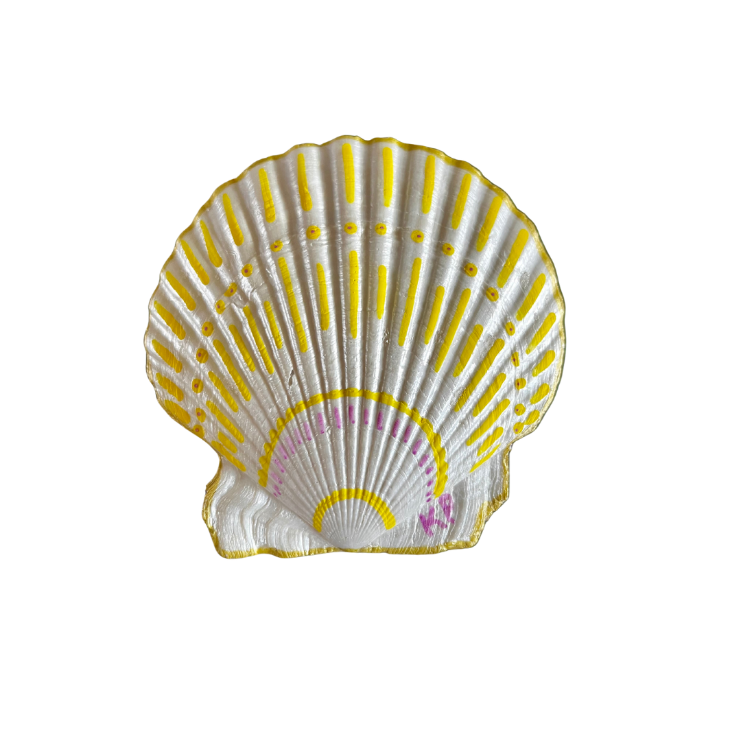 Trinket Shell - purple with white flowers