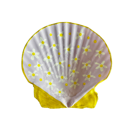 Trinket Shell - purple with white flowers